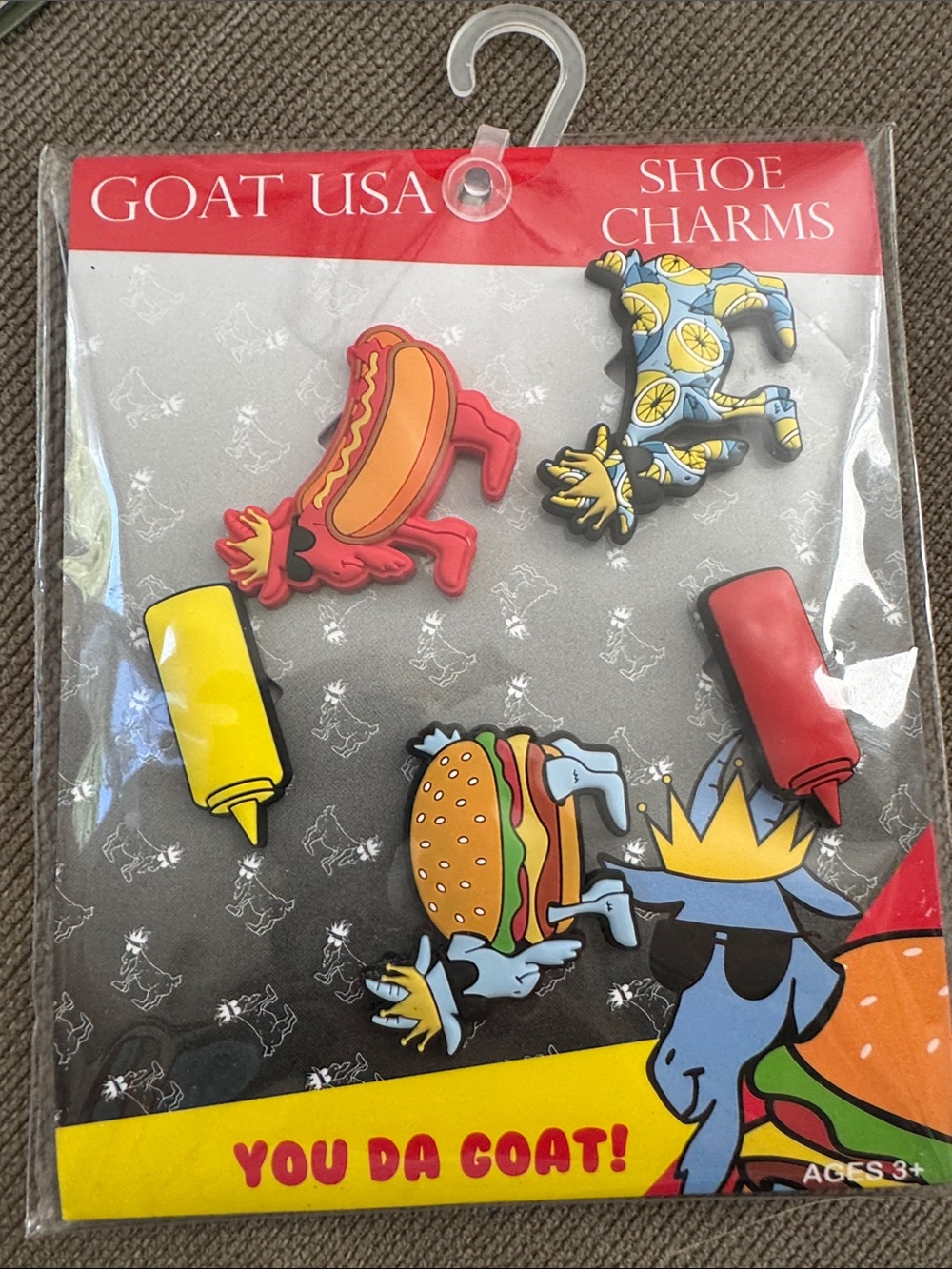 GOAT USA Kids Food-Themed Shoe Charms - Red & Yellow - 6 Pack